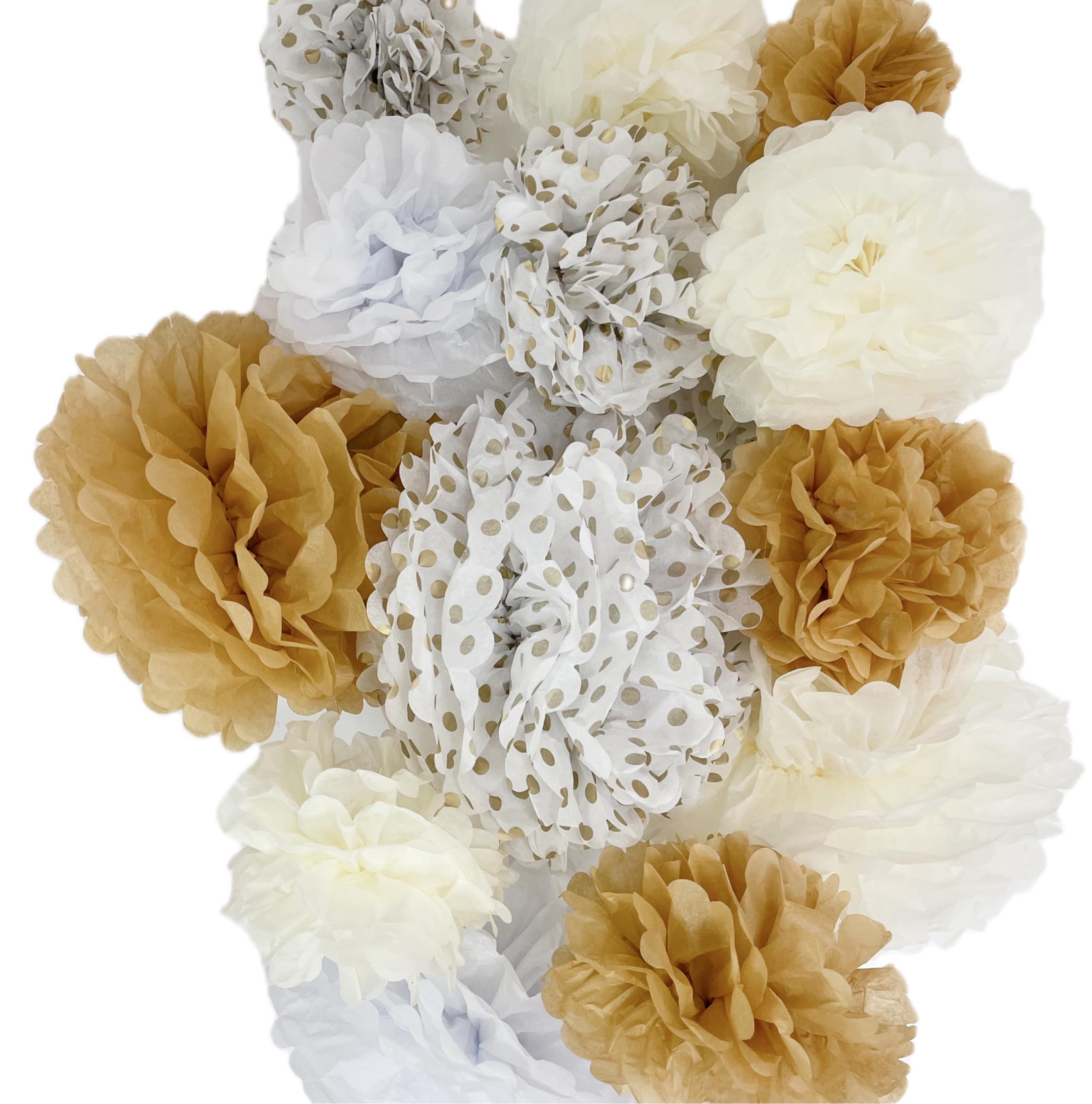 Lights4fun Confezione 9 Pompon In Carta Velo – Colori Bianco E Avorio – Decorazioni Per Matrimoni, Feste E Addobbi – Dimensioni 30 E 40 Cm