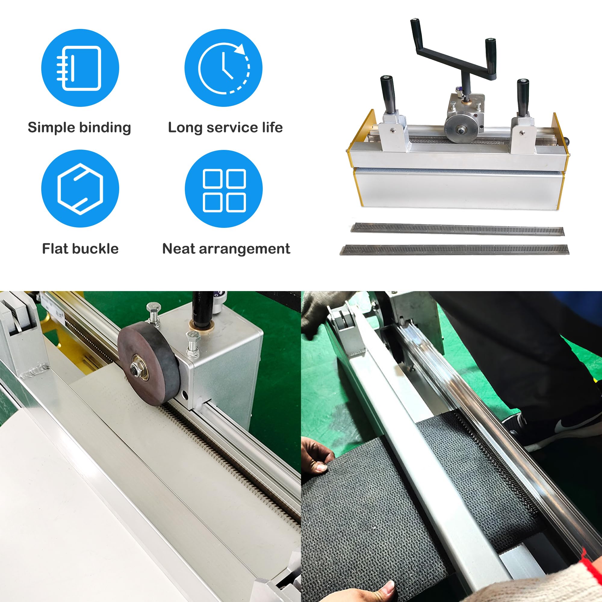 24” Conveyor Belt Lacing Tool Roller Machine Manual Clipper Roller Lacer Fits for Mato Flexco Fastener Wire Hook Steel Buckle Spike Splicing Fasteners with 2 Installation Templates,Long Service Life