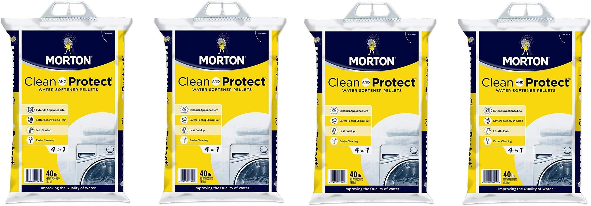 Morton Clean and Protect II Water Softening Pellets, 40-Pound, White, 40 Pound (Fоur Расk)