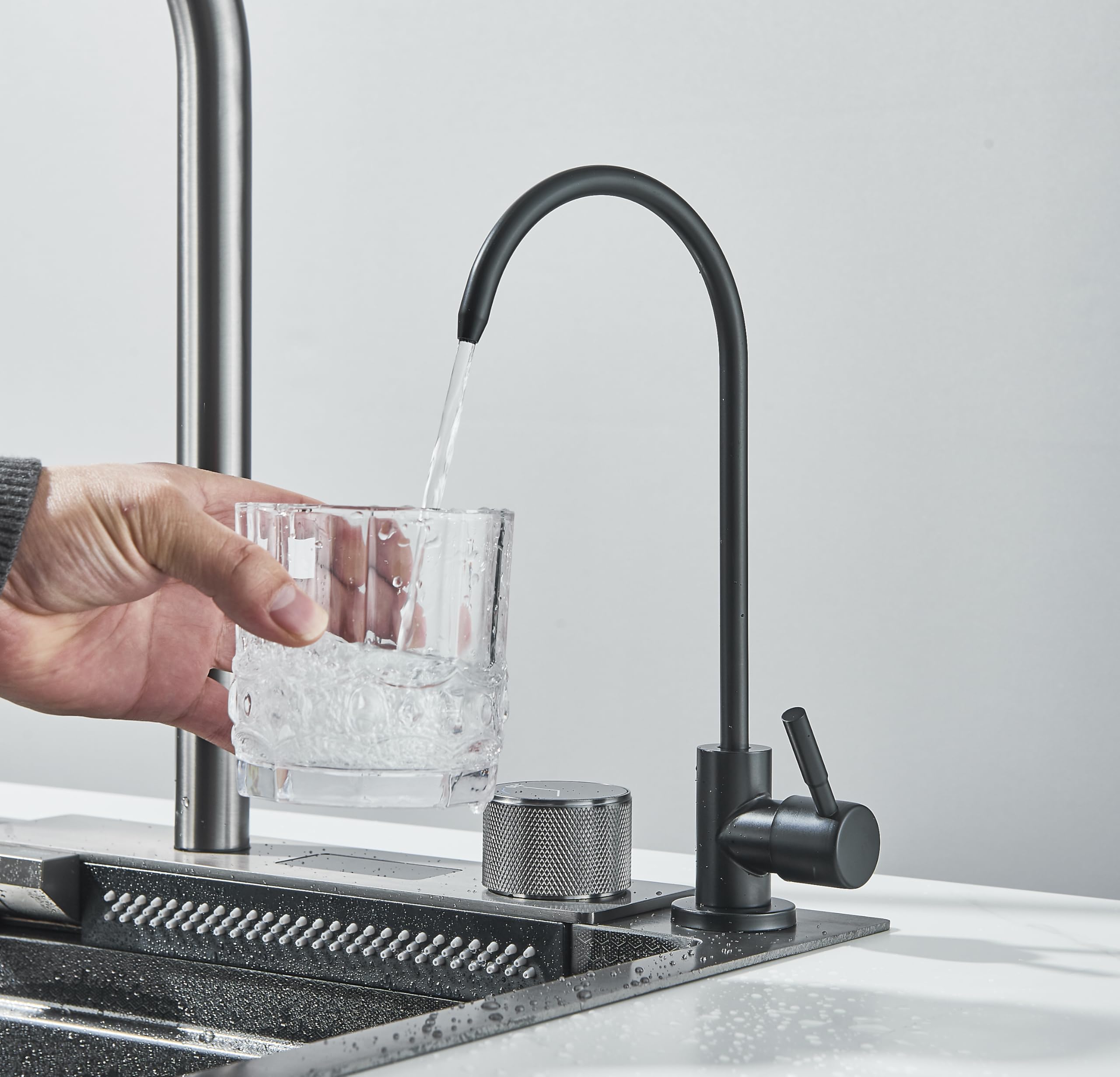 Evier Cuisine Evier Multifonction avec Haute Pression Bec Extractible et eau Pure Inox Rince Verr Automatique 1 Bac avec Egouttoir 75 * 45 * 22cm