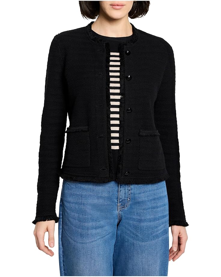 NIC+ZOE Petite Fringe Mix Femme Knit Jacket - Main View