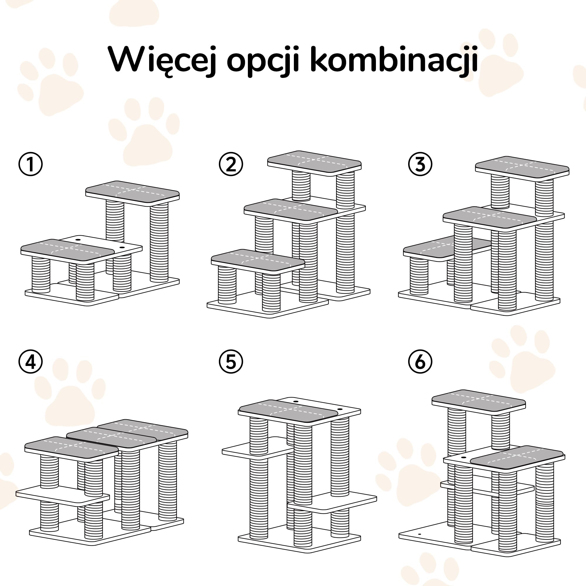 FUKUMARU Drabinka dla kotów i psów, schody dla zwierząt z litego drewna z drapaczem, transformowalna rampa do łóżek i sof, nośność 90 kg, 6+ kombinacji, 51 cm