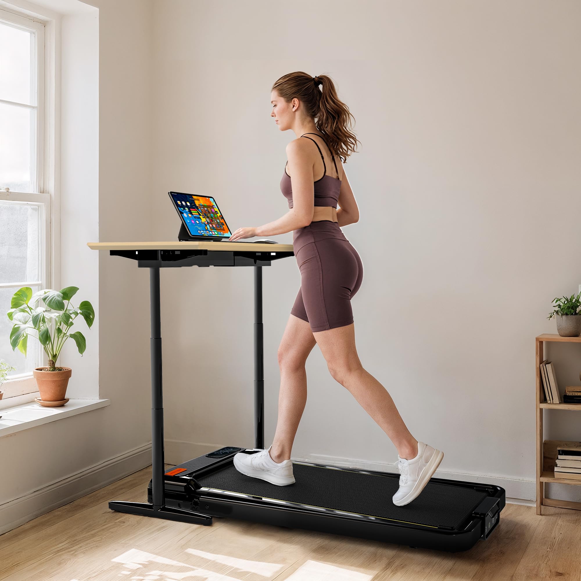 SPORTNOW Pedana pieghevole 2-in-1 inclinazione 10% 1-6 km/h 2,0 HP nero | Pedana camminata con telecomando e LED, tapis roulant compatto da scrivania per casa e ufficio.