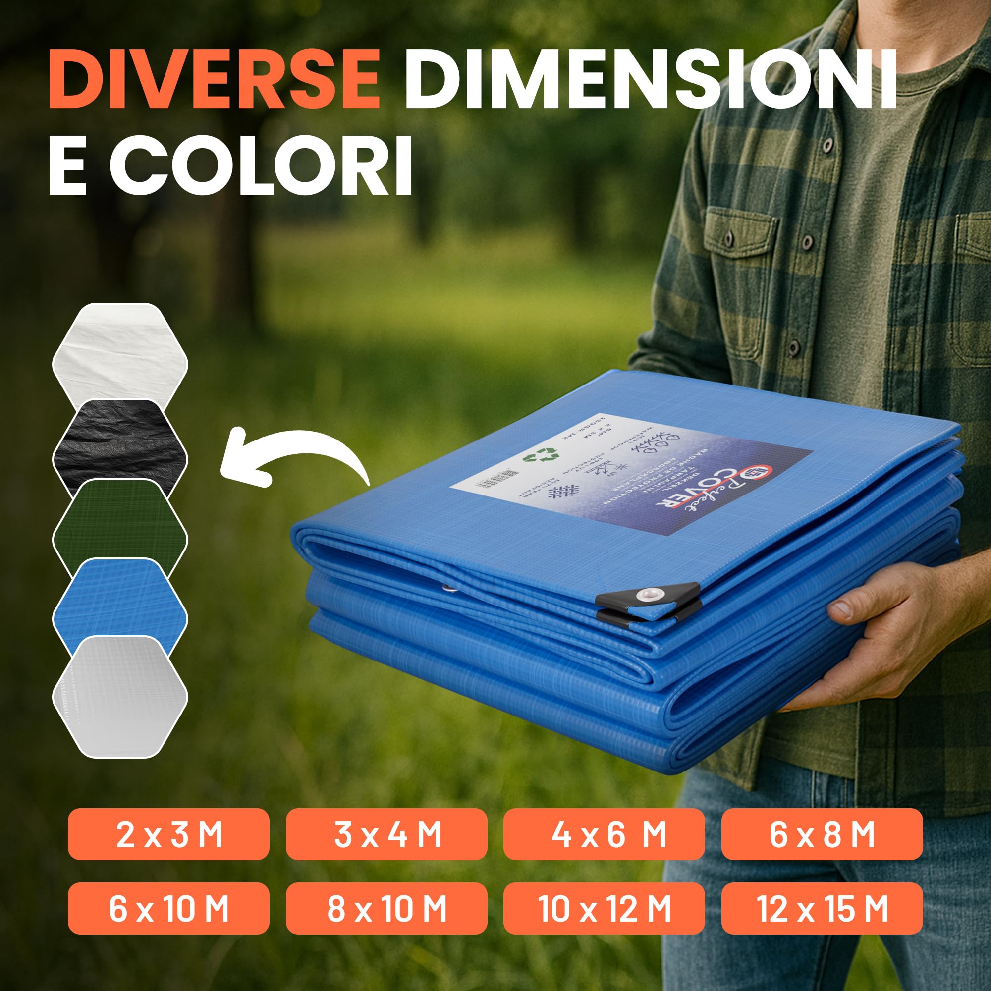 Telo Copertura Impermeabile Trasparente 8x10 M - Con Occhielli, UV Resistente Per Esterno - Foto 9