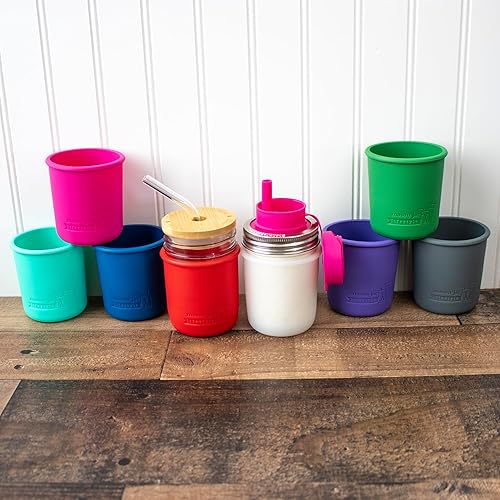 Miniatura 5 de Mason Jar Lifestyle - Fundas de silicona de media pinta de 8 onzas para proteger la bola, Kerr, tarros de conservas acolchados (gris carbón, 2