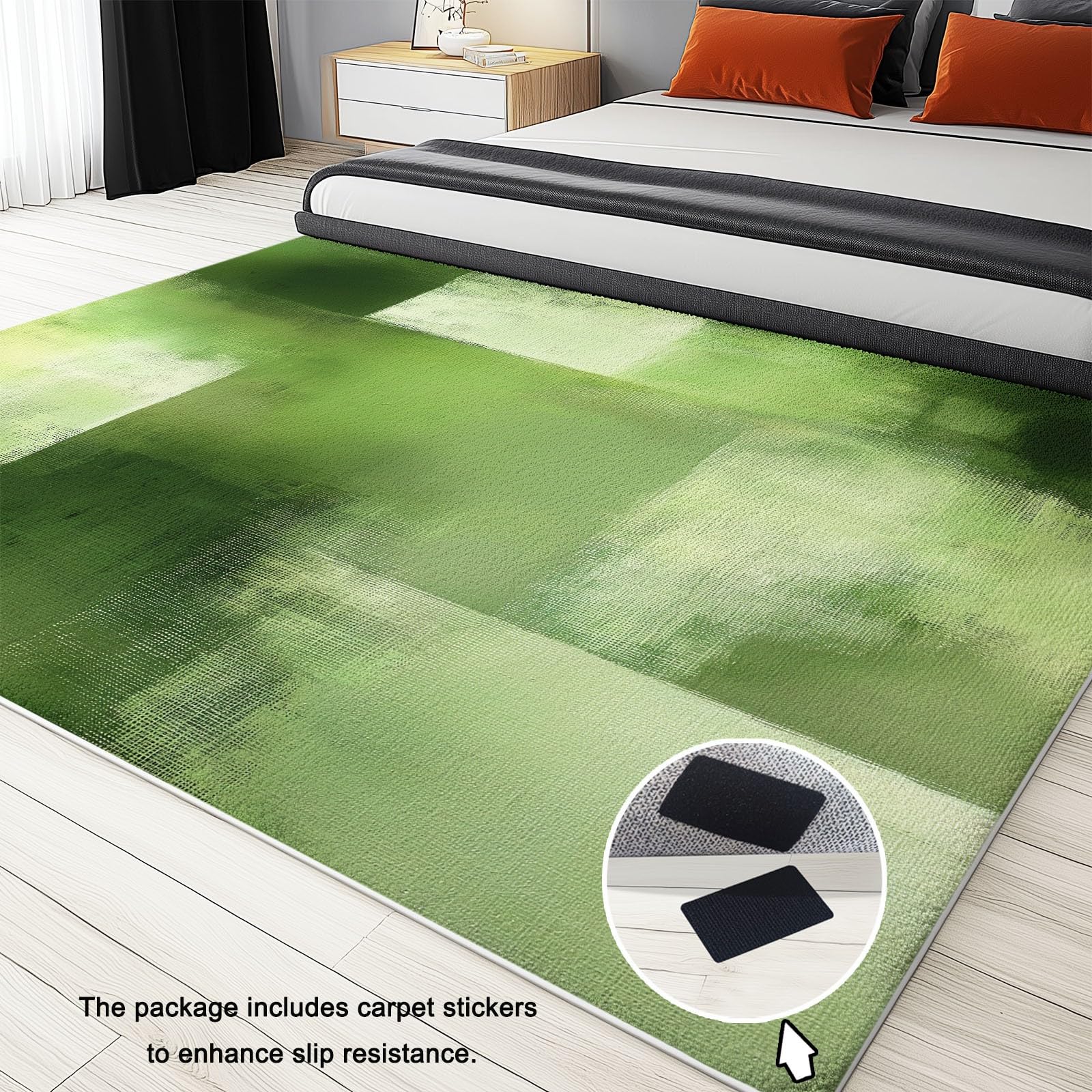 120 x 180 cm Abstrakcyjny komfortowy flanelowy dywan dekoracyjny antyczny w kolorze zielonym klocki miękki hipoalergiczny dywan do salonu i sypialni - nowoczesny design, antypoślizgowa podstawa, łatwa
