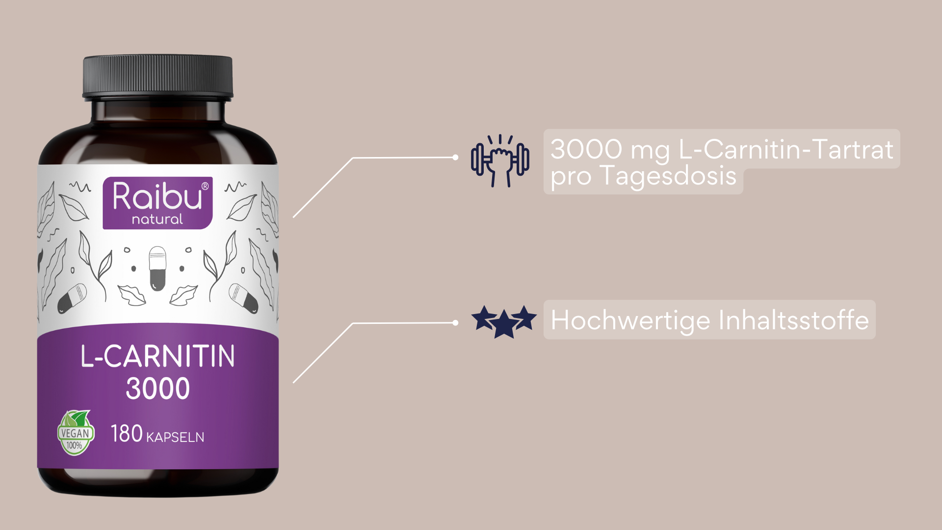 tagesdosis l carnitin L-Carnitine Capsules High Dose - 180 Vegan Capsules, 3000 mg L Carnitine  Tartrate per Daily Dose - Premium Quality & Laboratory Tested