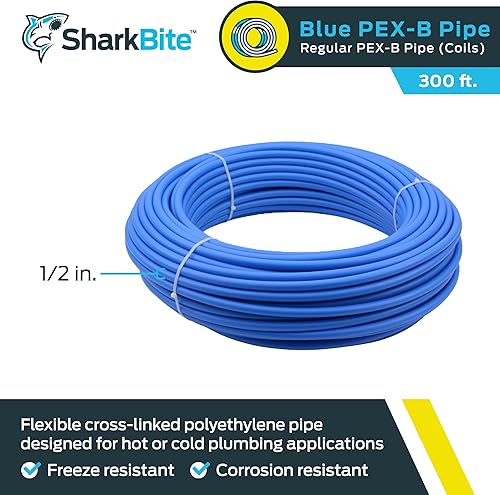 Miniatura 2 de SharkBite - Tubería de agua flexible PEX azul de 12 pulgadas x 300 pies para fontanería, PEX-B, U806B300