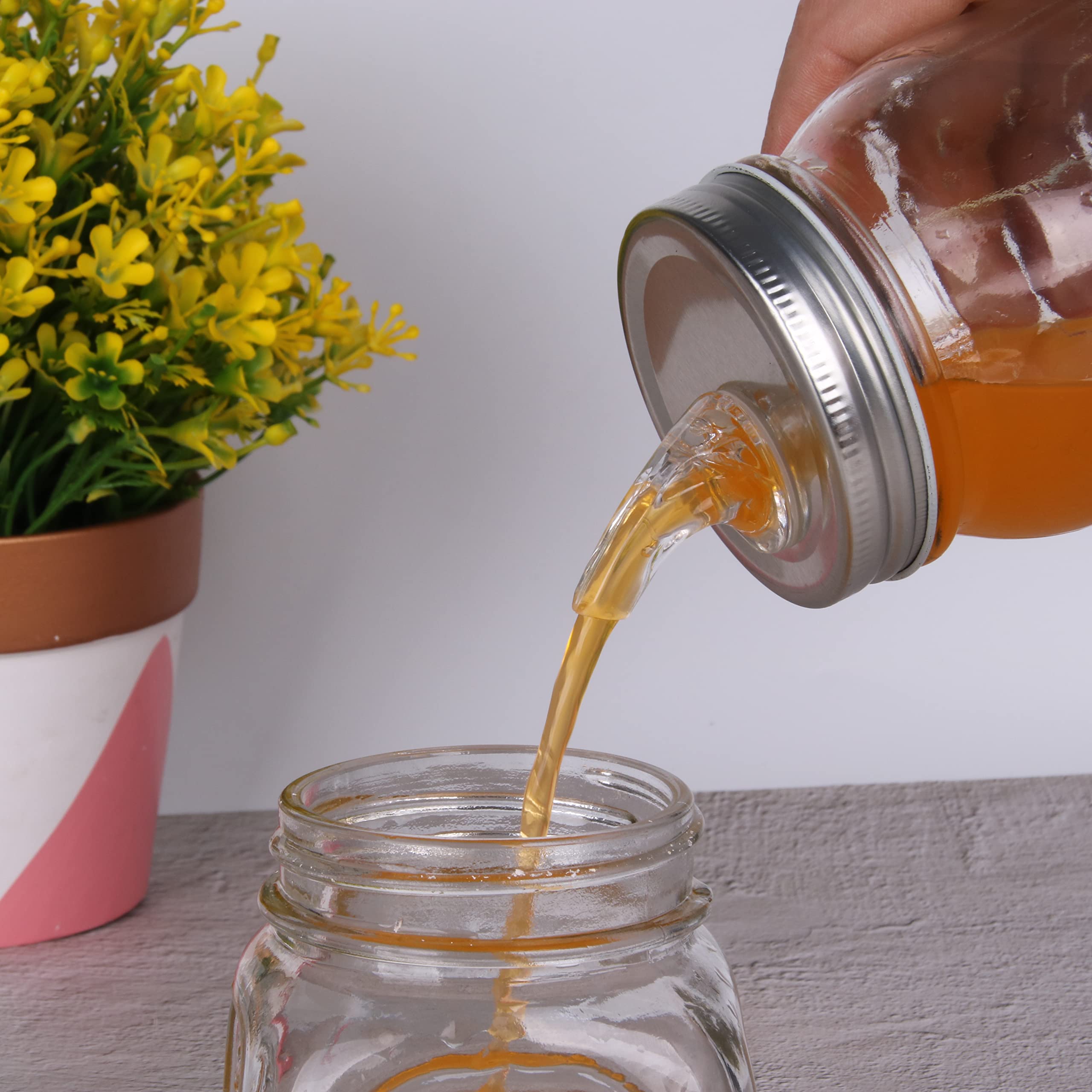Mason Jar Ausgießer – 10 Stück + 20 Kappen, Für Einmachgläser 70 Mm, Auslaufsicher