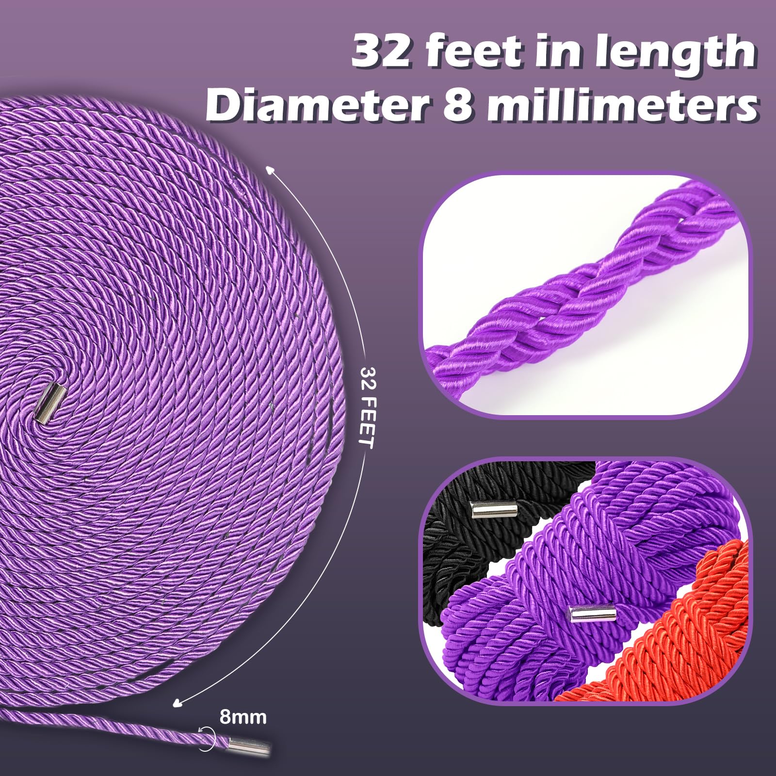 BDSM Couple Intimate Bondage Set - Soft and Multifunctional Sex Rope - Bedroom Adult Bondage Toy - Perfect for Bondage Beginners (2-Piece Set, Black)