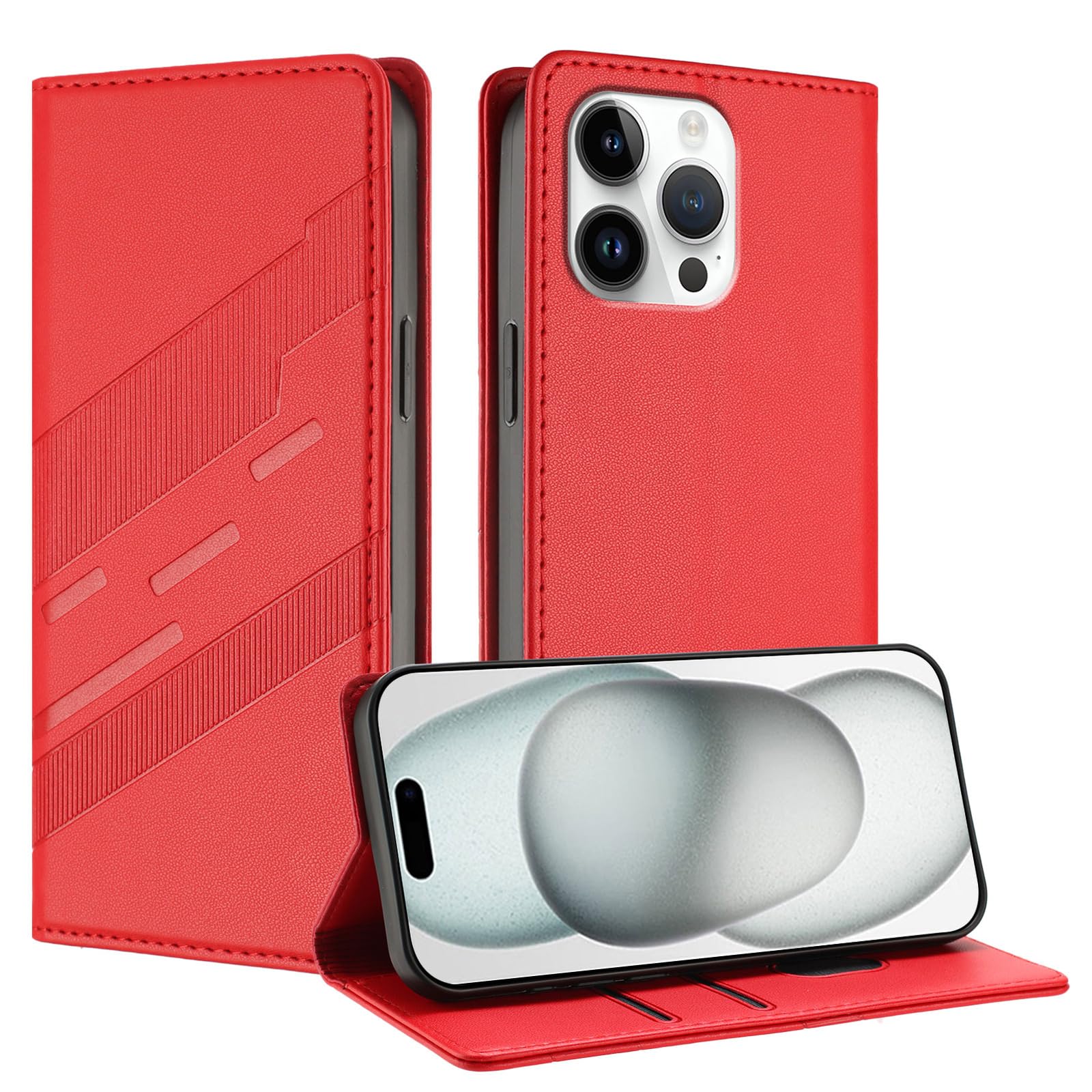 Generic Étui compatible avec iPhone 8G / 7G / 6G / SE 2020/2022 (couleur : ROUGE) Étui portefeuille en cuir fin à rabat avec cartes
