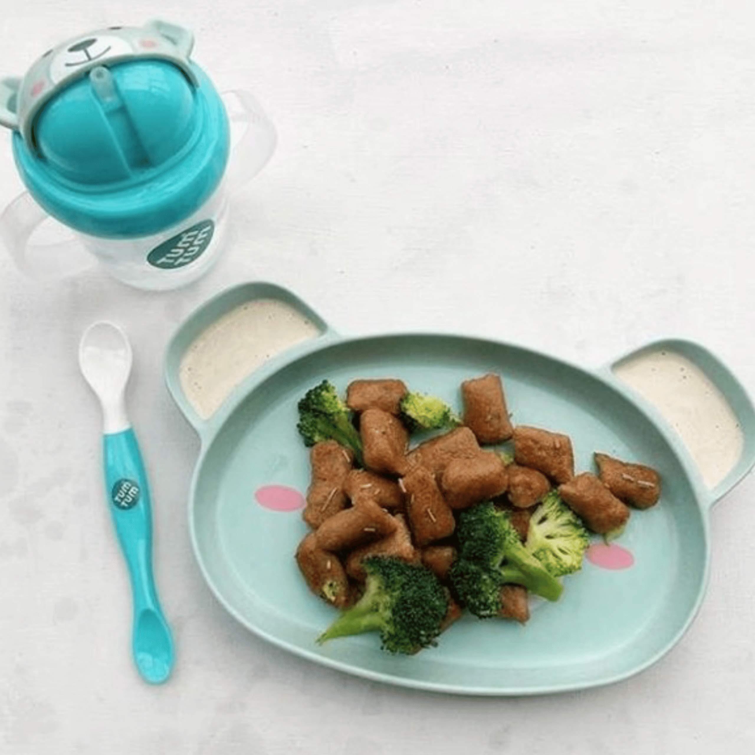 TUM TUM 3 Cuillères Bébé 1er Âge, Cuillères Bébé 2 Extrémités, Sans BPA, Lavables (Bleu)