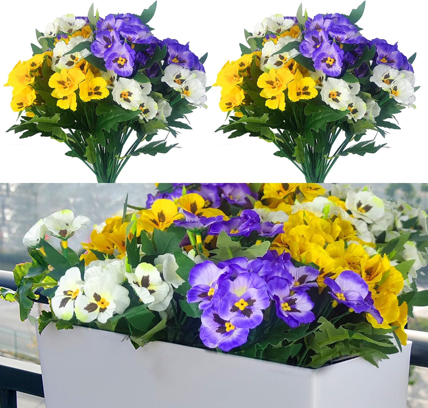 QIAN YUN Artificial Plants Wild Flowers Artificial Plastic Bouquets, Anti-UV Fake Plants Can Hang Family Garden Porch Windows And Party Decorations (purple)