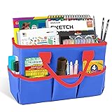 Godery Desktop Tote and Organizer, Teacher Helper Bag for Arts, Books, Stationery, Office Desk, Make-up Storage with Handles for Travel (BLUE)