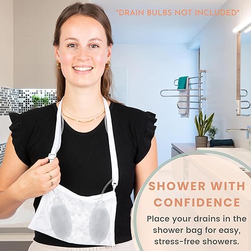 Miniatura 8 de MOYOAMA Paquete Moonlight Grey Dots almohada de mastectomía diseño IR con 2 paquetes fríos, bolsa de ducha y almohada para cinturón de seguridad