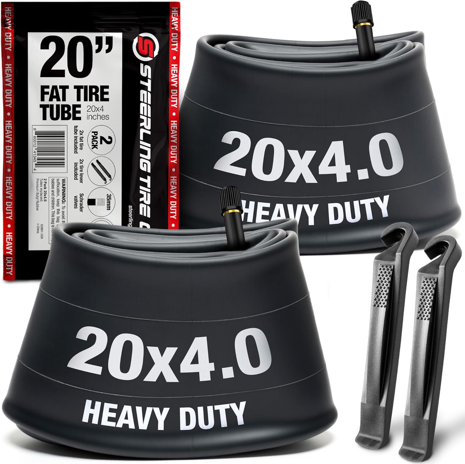 20×4.0 Fats tire Tube (2 Pack) – Heavy Responsibility Substitute for E-Bikes with 20×4.0 Fats tire Wheels. Schrader Valve with 2 Tire Levers Included. Inside Tube for 20 inch Ebike Electrical Bicycle