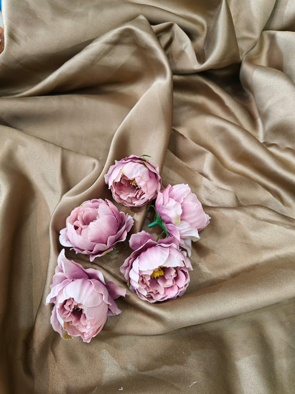 SATYAM KRAFT 6 pc Camellia Artificial Flower Heads Rose Flowers for Diwali, Home Decoration,Silk Peony Flower Head Artificial Flower,Gift, Deepawali, Mandir Pooja Table, Home Decor(Pack of 6)(Purple)