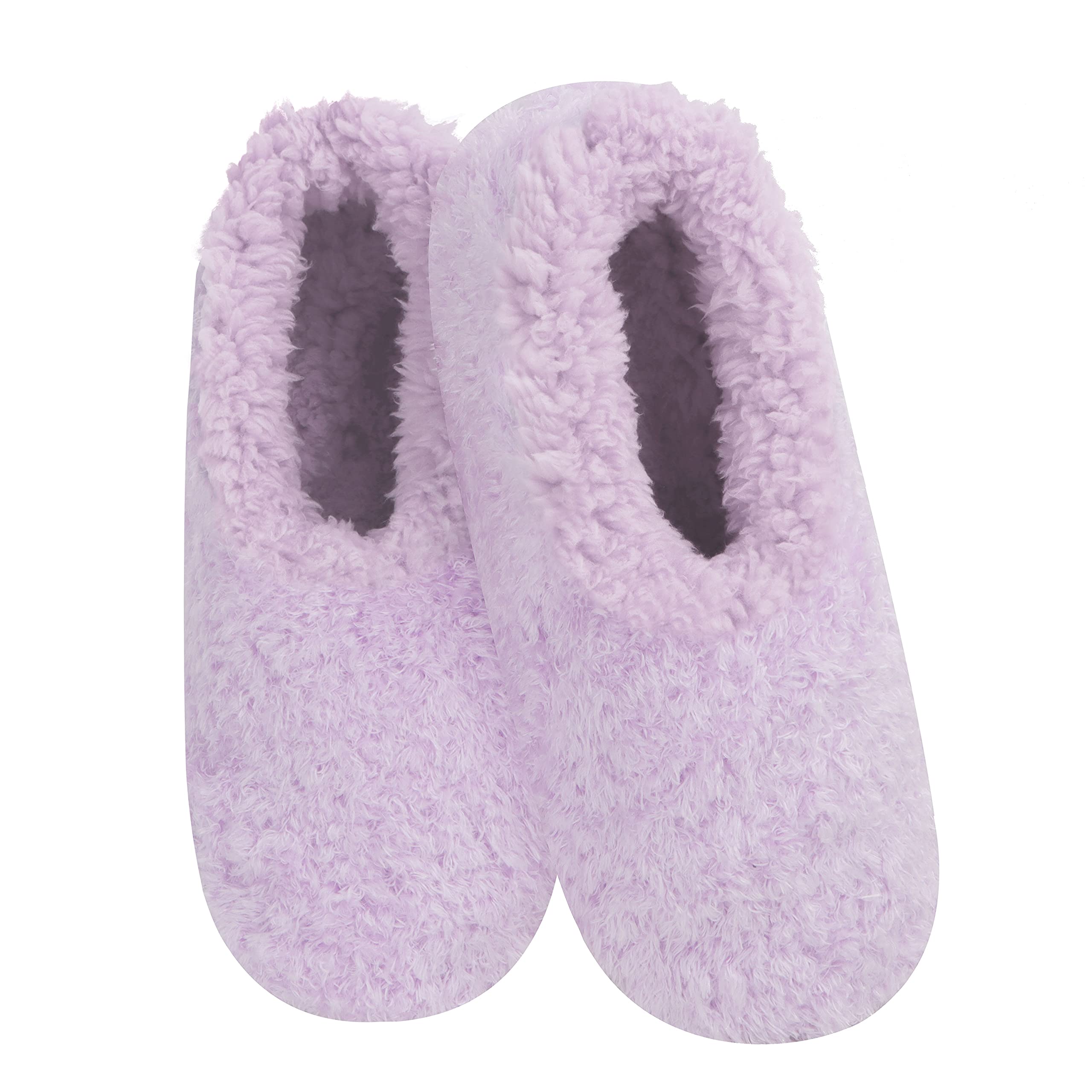 Snoozies Slipper Socks for Women Indoor, Cozy Sherpa-Lined Womens Slippers Non-Skid, Ladies Gifts Furry Size 7-8 (Purple, Medium)
