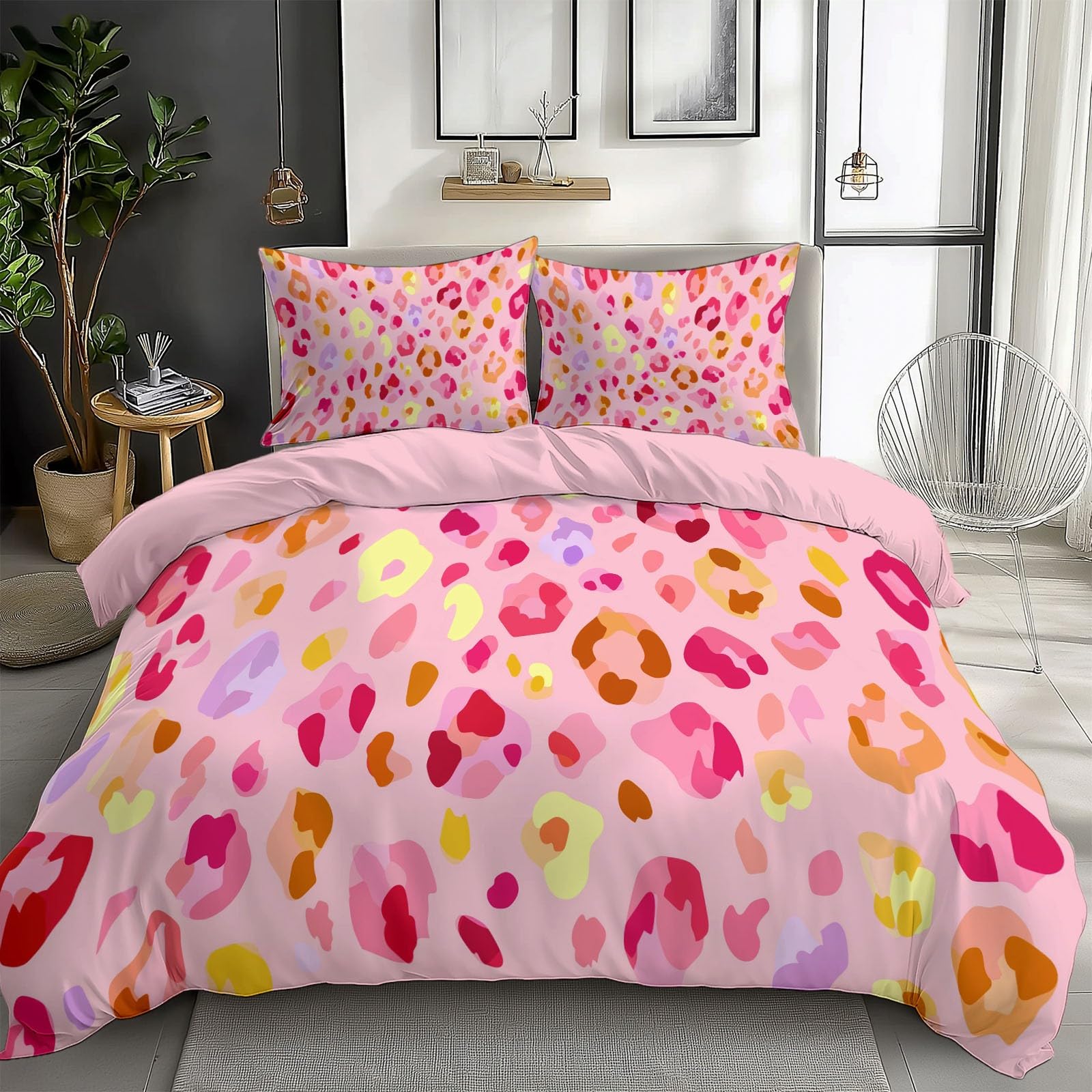 Set copripiumino super king size, stampa leopardata, in microfibra spazzolata, set di biancheria da letto matrimoniale, ultra morbido, ipoallergenico, non si stira, lussuoso, astratto, moderno, con