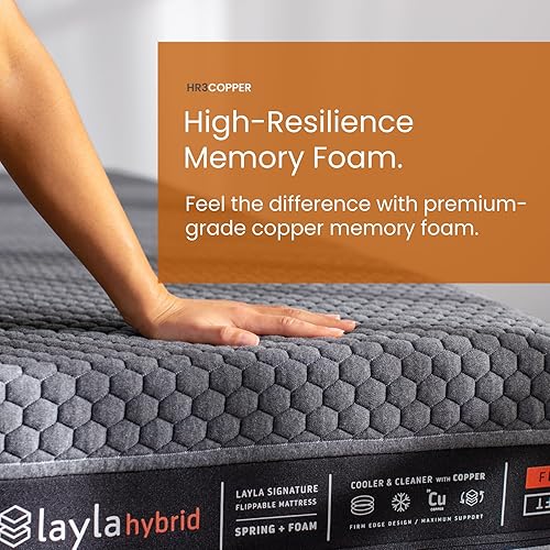 Miniatura 3 de Layla Colchón híbrido de espuma Sleep | Colchón de apoyo | Se puede girar a un lado suave o firme | Diseño de enfriamiento avanzado | Minimización