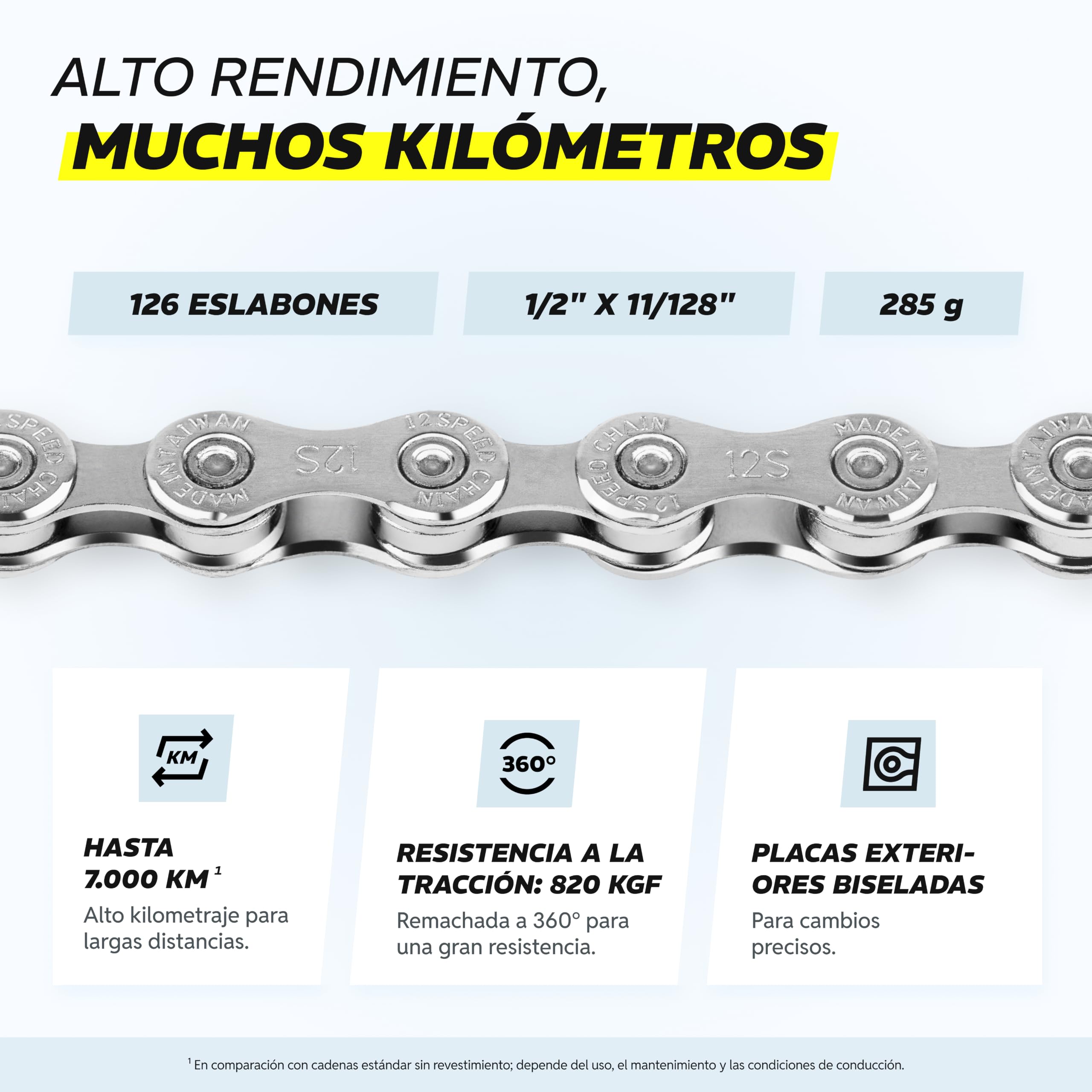Alphatrail Cadena de Bicicleta Parker 12 Velocidades 126 Eslabnoes I Compatible con Shimano, SRAM, KMC, Connex, Campagnolo I Incl. Cierre de Cadena