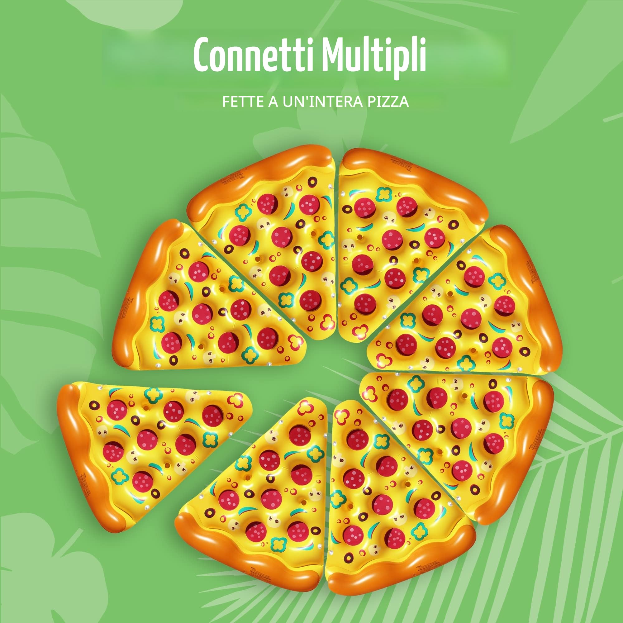 JOYIN Grande materassino gonfiabile a forma di fetta di pizza, 1,8 x 1,5 m, gonfiabile per piscina, zattera estiva (1 pezzo), lettino galleggiante con portabicchieri, giocattolo per feste in piscina