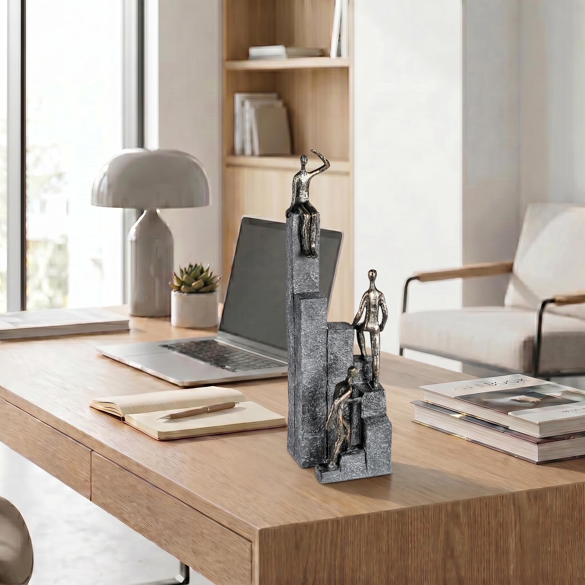 Casablanca Skulptur Climbing, Deko Figur Bronze, Grau, Kunstharz Statue Wohnzimmer, Büro Dekoration H. 39 cm x B. 10 cm - Moderne Skulpturen