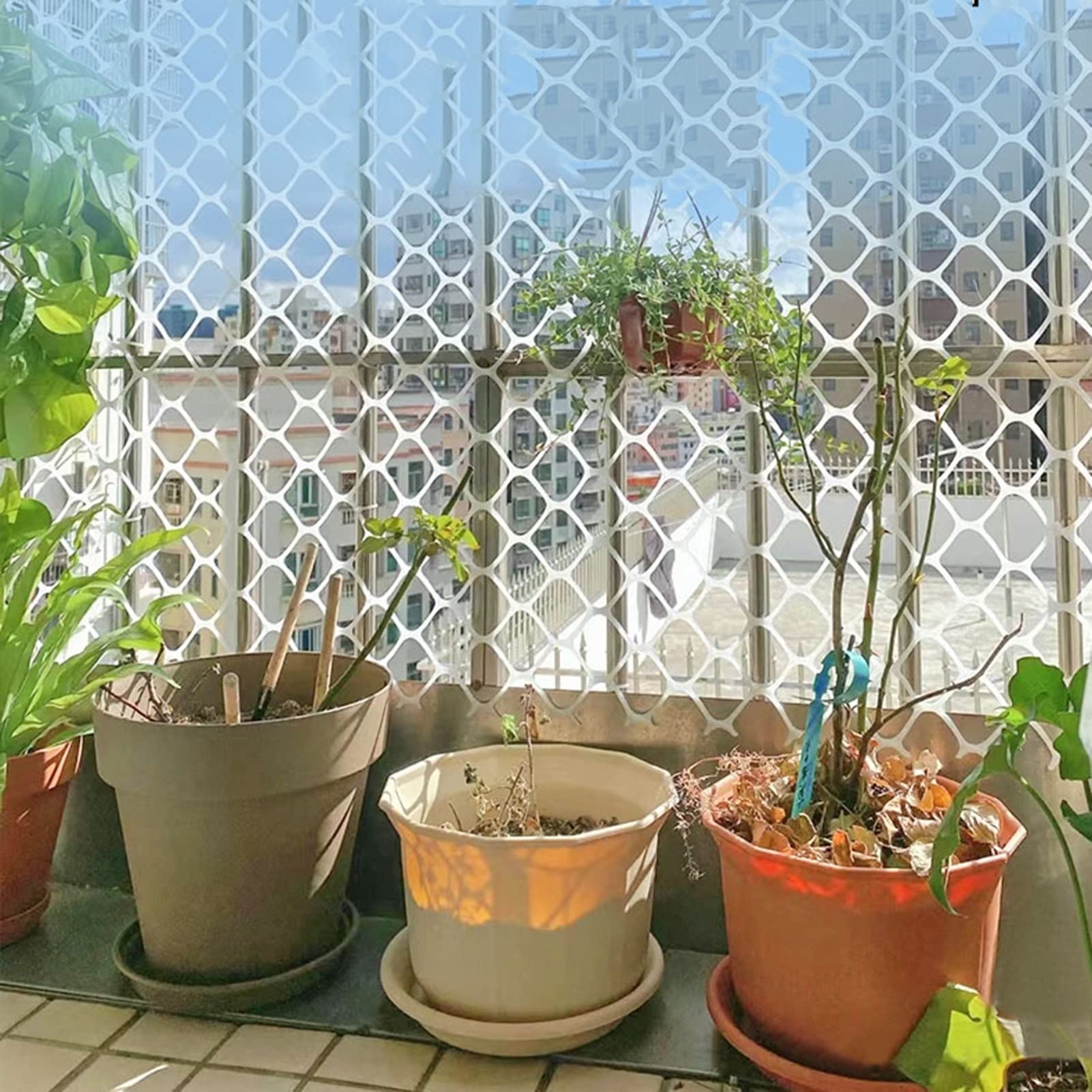 Filet de Jardin en Maille pour volaille, Rouleau de Filet Hexagonal en Plastique pour volaille avec Sangles Fixes pour Le Jardinage, clôture pour volaille (Couleur : Blanc, Taille : 0,5 x 4