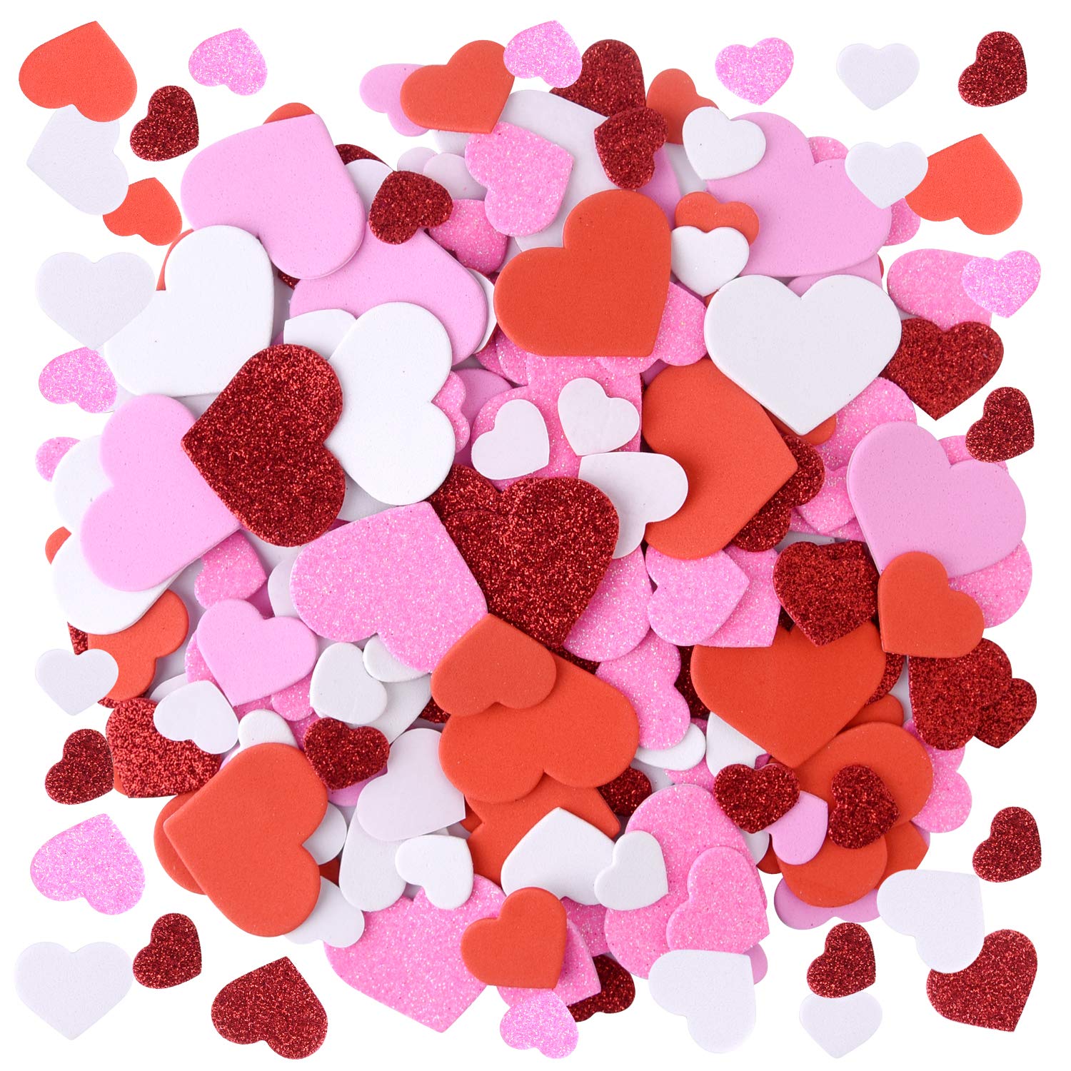 MIAHART300 Pcs Heart Foam Stickers Self Adhesive Glitter Heart Shape Stickers Mixed Color Heart Stickers for Valentine's Day Decoration Wedding and Art Craft (Style 3)