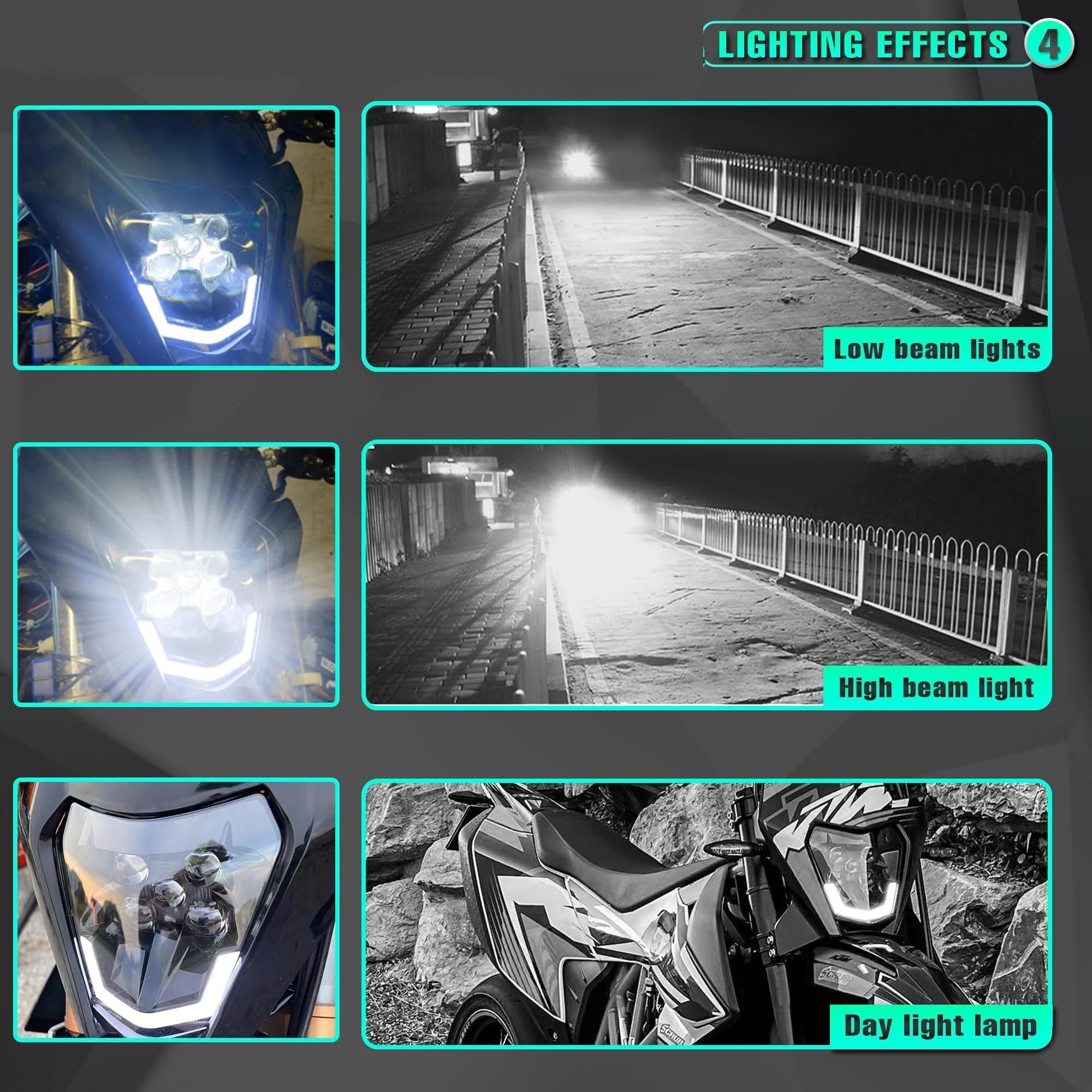 ISJRJF Accessoires De Moto Phare Avant De Moto Compatible Avec Les Phares à LED KTM EXC SXF MX Dirt Bike Enduro Kit De Phares(Red DRL Headlight