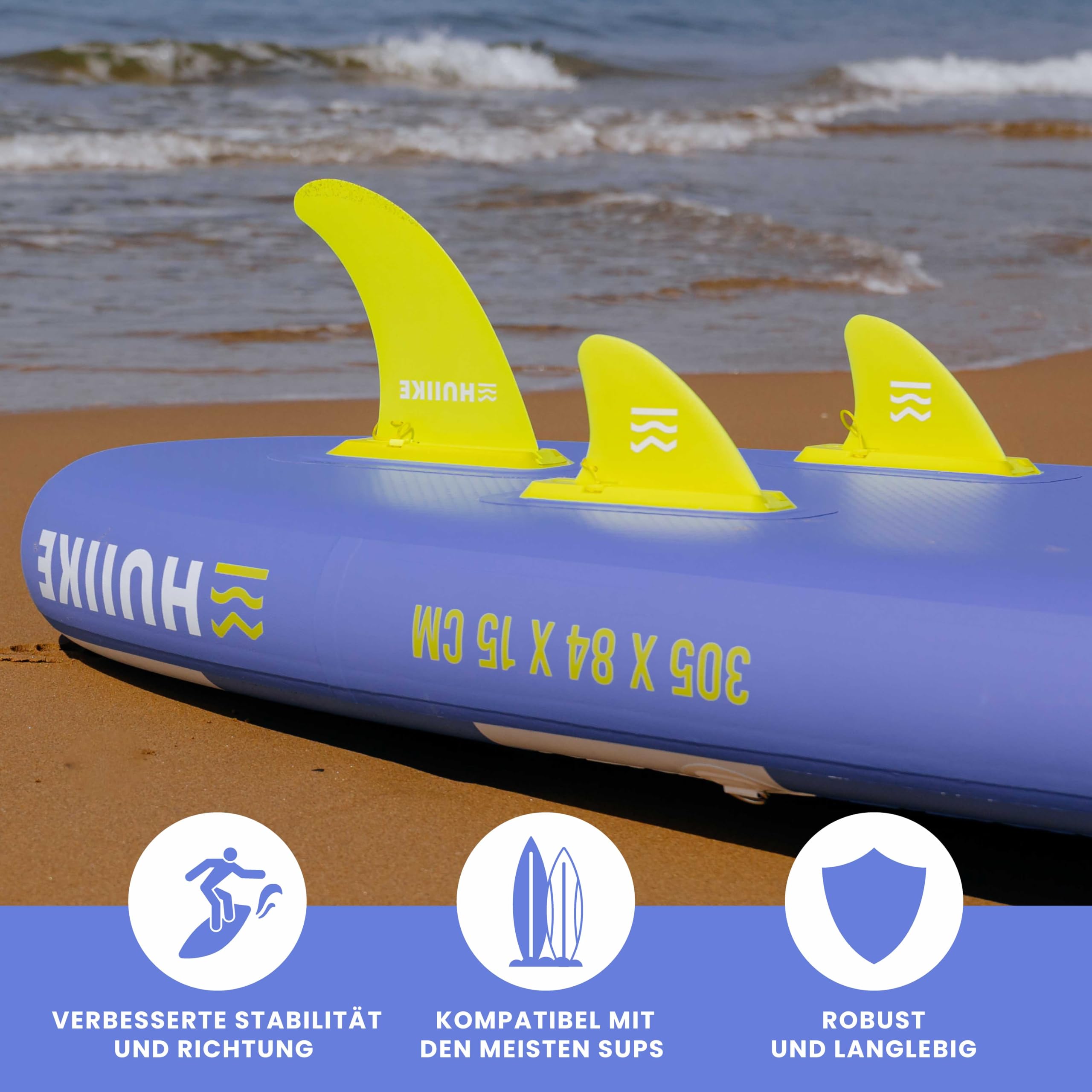 HUIIKE Sup Finne Stand Up Paddle 3 Stück Abnehmbare Ersatz Finne Sup mit Sicherheitsschloss, Stand Up Paddle Zubehör | Ersatzteile Standup Paddling Aufblasbar | Set 3 Flosse für Standup Board