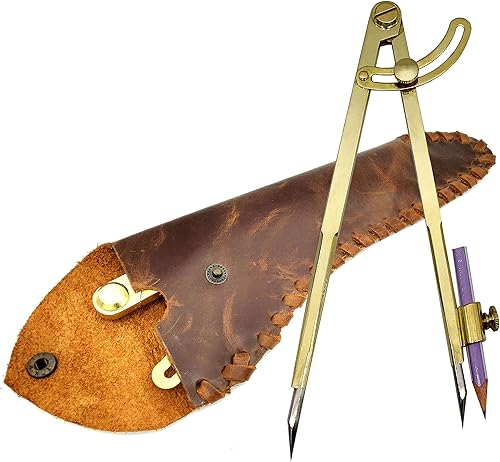 5MoonSun5 Compass de cuero para marcado de lápiz grande de 8 pulgadas, brújula para rascar, separador de alas, ideal para dibujar círculos, escribir