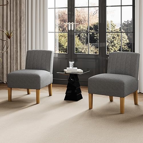 Armless Accent Chairs Set of 2 for Living Room, Modern