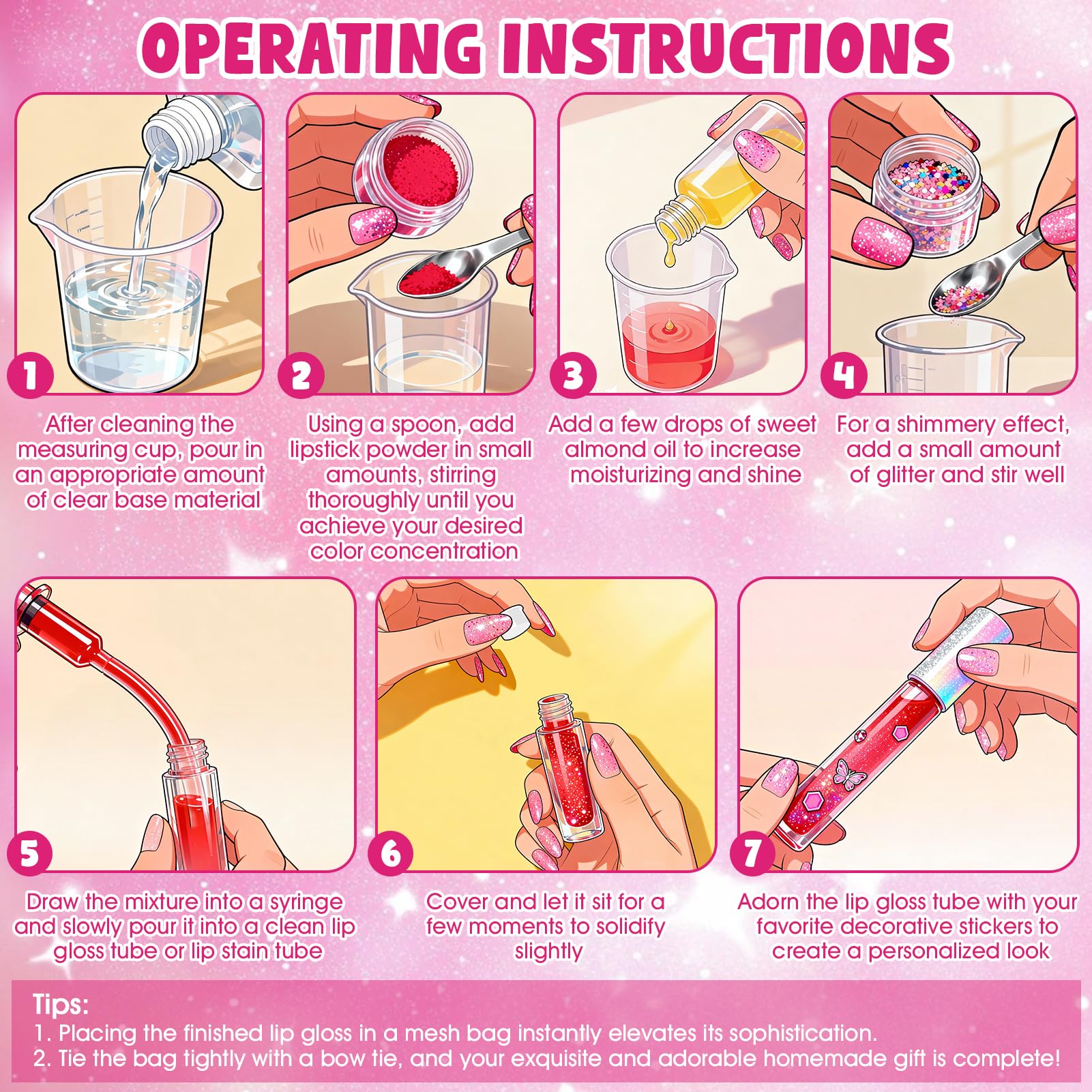 DIY Gloss Labios, Lip Gloss Making Kit, Kit Manualidades Adultos, Incluye Lip Gloss Base y Herramientas de Bricolaje, Haz Cosméticos Divertidos