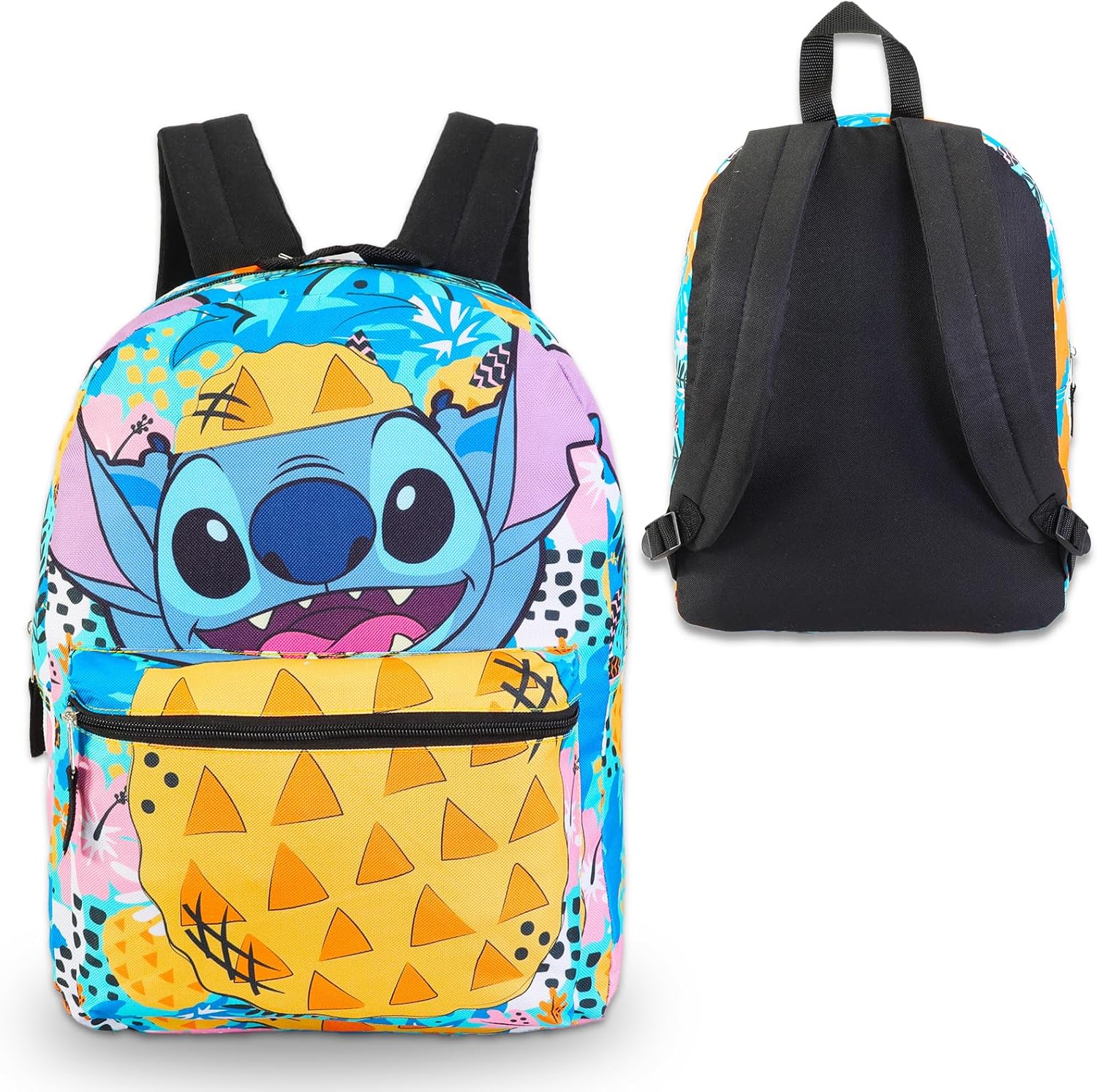 Disney Stitch Backpack Set - Bundle with a 16" School Backpack, Water Bottle, Stickers, More | Lilo and Stitch School Bag for Kids, Girls, Boys