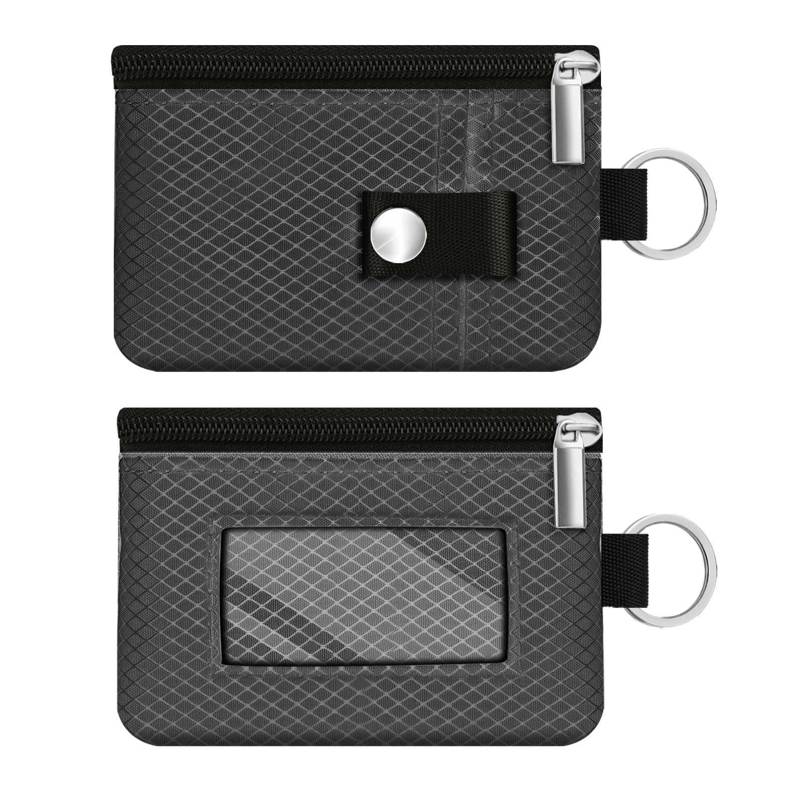 CCUMI Minimalist RFID Blocking Small Wallet with ID Window,WaterResistant Zip Id Case Wallet with Lanyard Keychain for Cards,Cash,Travel,Women,Men (