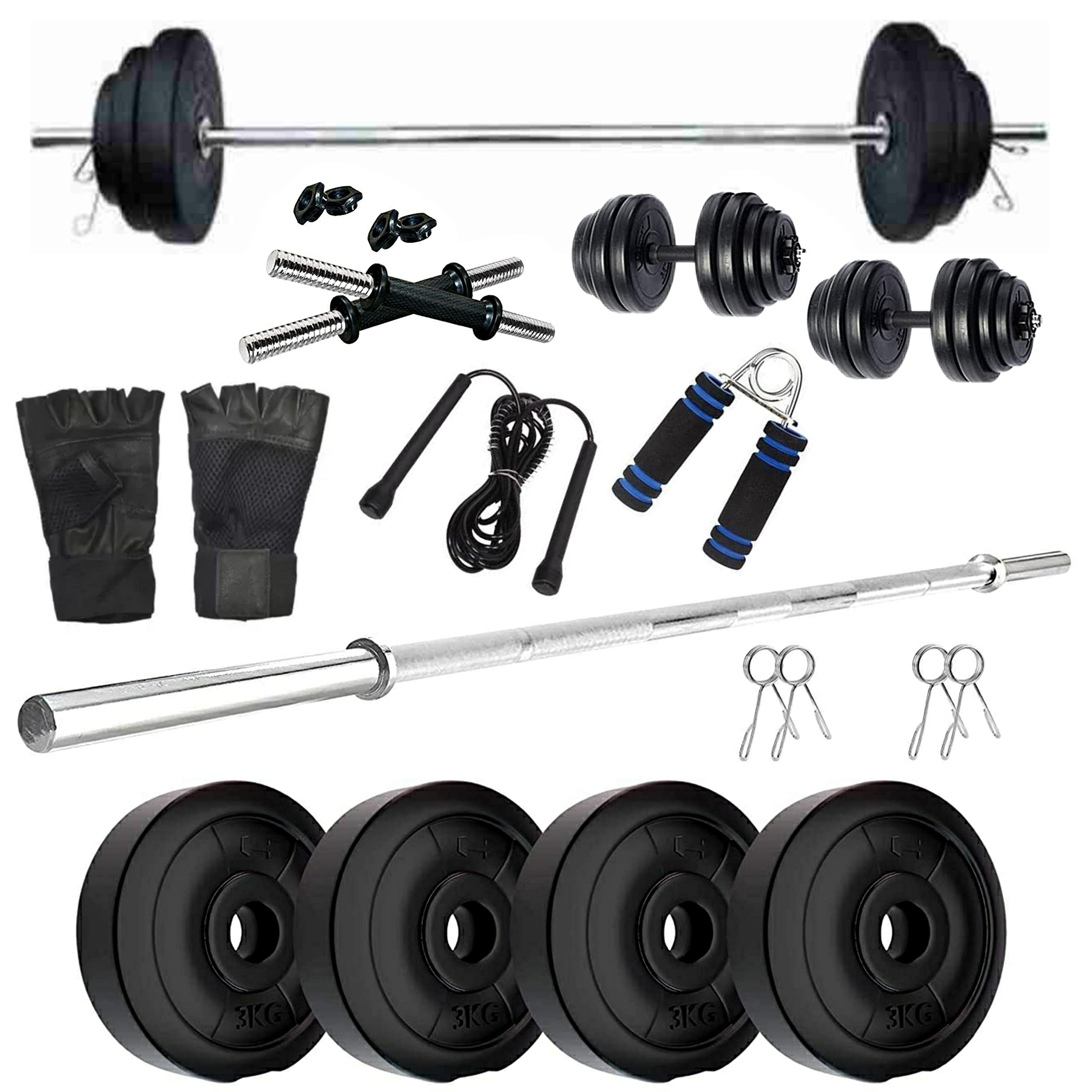 SX Fitness Home Gym Combo, Home Gym Set, Gym Equipment, 12kg PVC Weight Plates (3Kg X 4 Plates), Pair Of Dumbbell Rod With 3ft Plain Rod With 2 Locks (B09GYDH527) Amazon Price History, Amazon Price Tracker