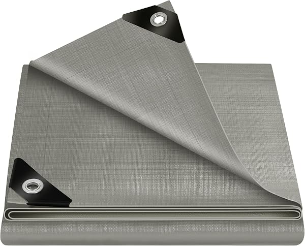 WOLTU Lona Impermeable Exterior PE 280g/m², Lona de Protección Toldo con Ojales de Aluminio, Duradera Resistente a Los Rayos UV Desgarros, Multiusos para Muebles Jardín Piscina Coche,Gris 3x3m - 1