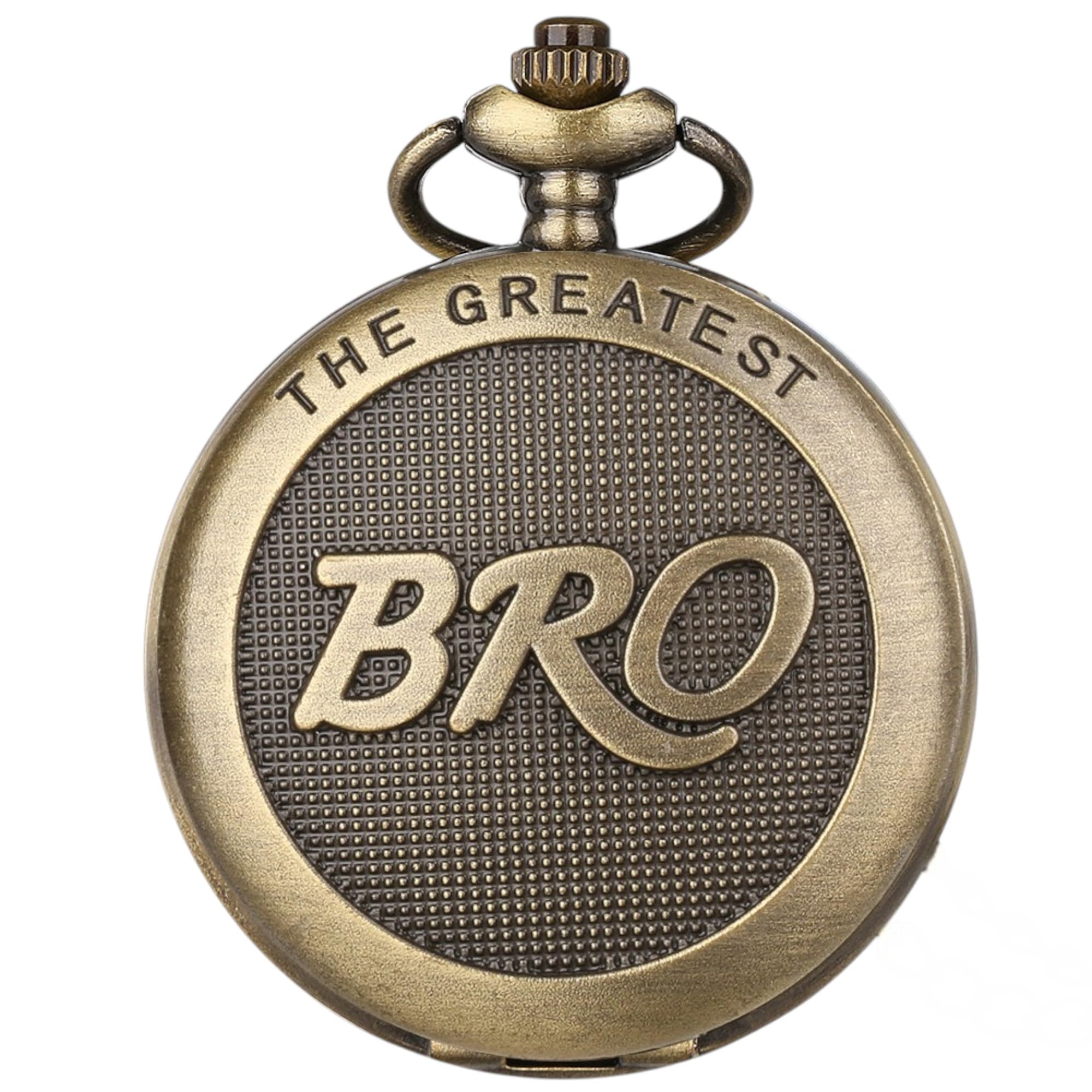 Classic Engraved Pocket Watch - 'to The Greatest Bro' | Timeless Gift for Brothers, Birthday, or Christmas I Engraved Pocket Watch I Brother Birthday Gift Ideas