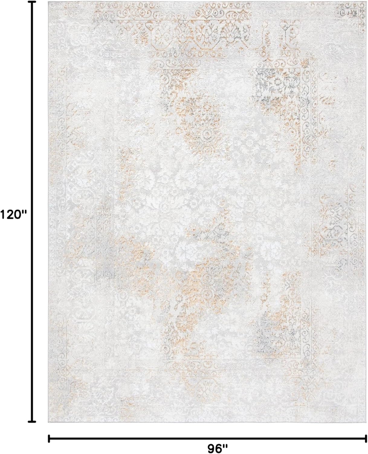 SAFAVIEH Area Rug 8x10 - Orchard Collection - Large - Grey & Gold, Oriental Distressed Design, Non-Shedding & Easy Cleaning, Ideal for Living Room, Bedroom, Office, Dining Space (ORC684G)