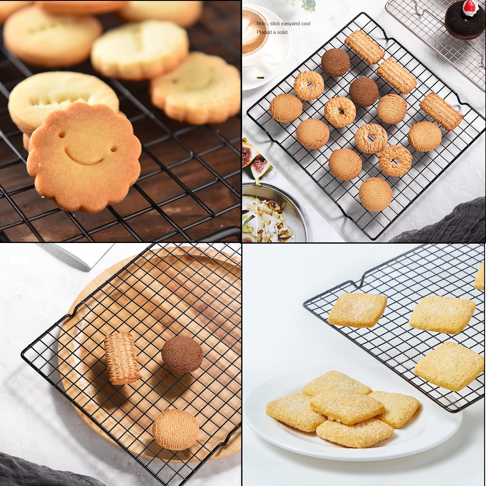 Antioxidantes Rejillas De Refrigeración Rejilla para Galletas De Pan Rectangular Rejilla Refrigeración Antiadherente Rejillas para Enfriar para Hornear Enfriar Pasteles Postres(2 Piezas)
