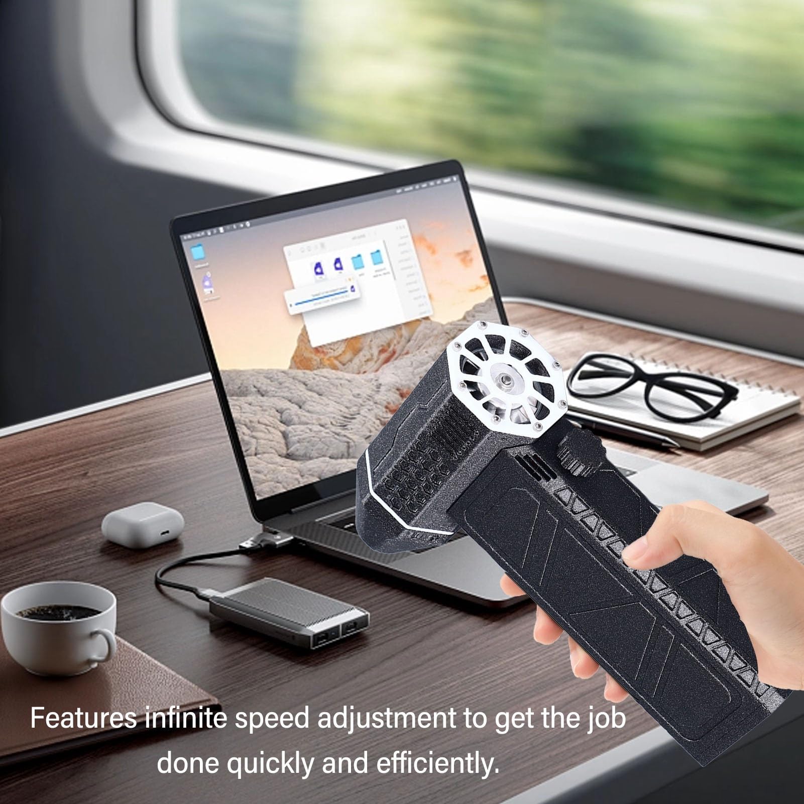 Jet Dry Blower 110000 RPM, Turbo Powered Air Blower with Infinite Speed Adjustment, Type C Fast Charging, Portable for Car Computers Keyboards, High Efficiency, Made of M