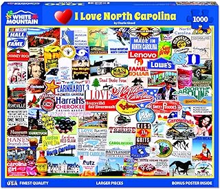 White Mountain - I Love North Carolina, 1000 Piece Jigsaw Puzzle, Vintage Advertisement Puzzle