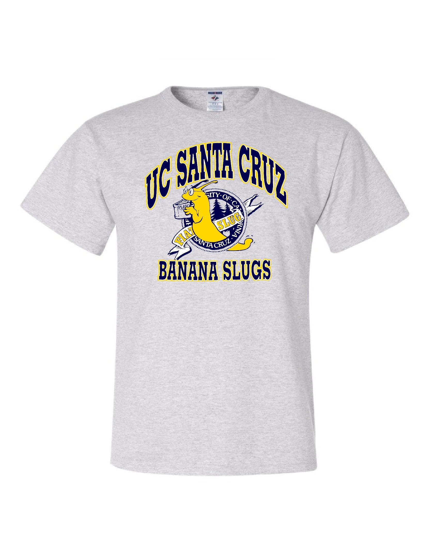 Banana Slugs Vincent T-Shirt Light Grey Gildan Men's Cotton Tee