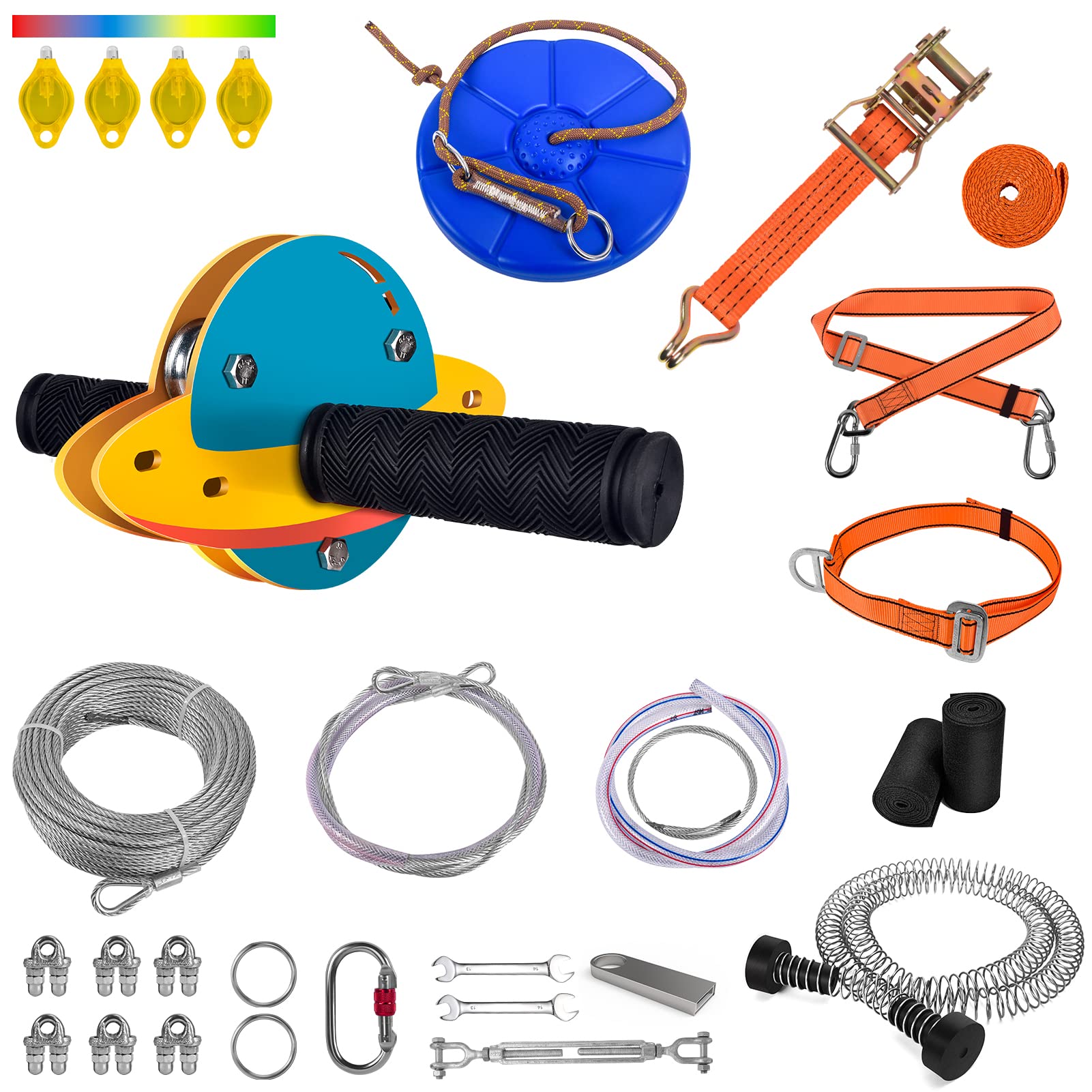 Buy ZEROMX 120FT Zip Lines for Kids and Adults Outdoor, Zipline Kits for Backyard Up to 330 LBS