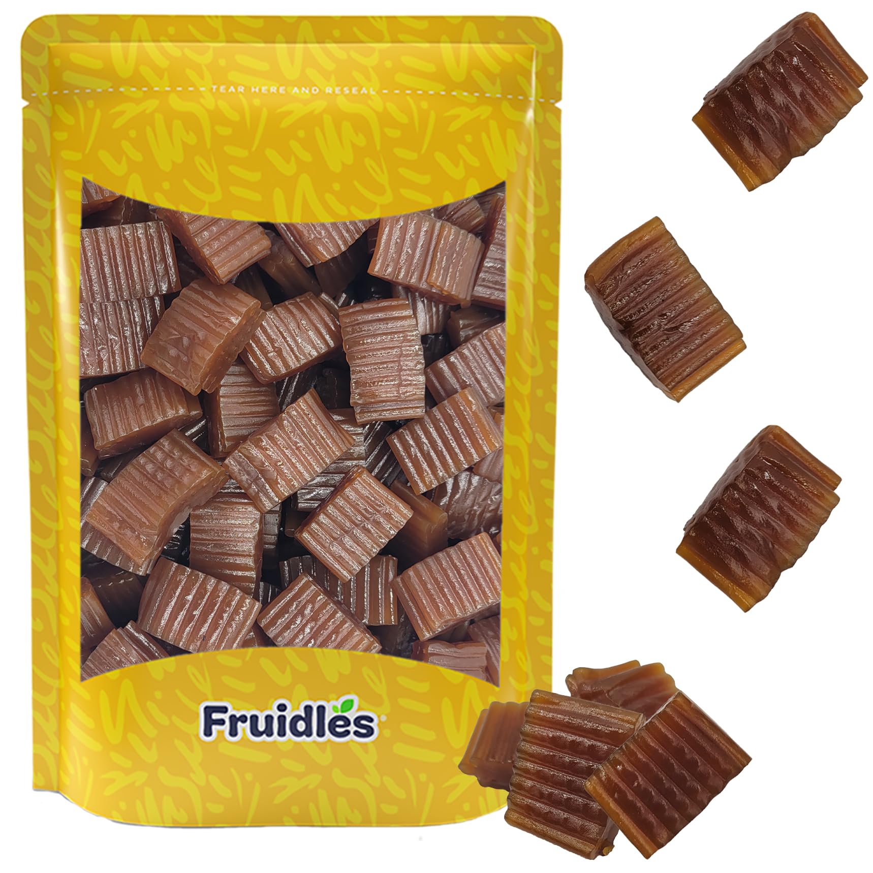Fruidles Caramel Soft Licorice Candy Tire Tracks Bites for Parties, Birthdays, Events and Much More (Half-Pound)
