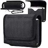 for Samsung Galaxy Z Flip 7 6 5 4 Holster, Nylon Phone Pouch Belt Clip Waist Pouch for Samsung Galaxy Z Flip 7/6/5/4/3, Motorola RAZR 2025 5G Holster with Card Slot Black