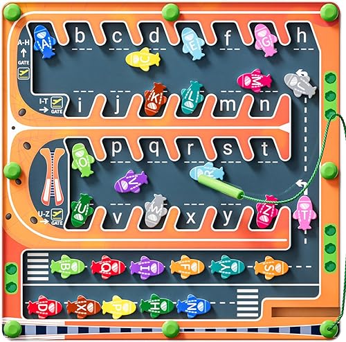 Laberinto magnético de letras del alfabeto, juguetes Montessori para niños de más de 3 años, tablero de actividades de rompecabezas de madera,