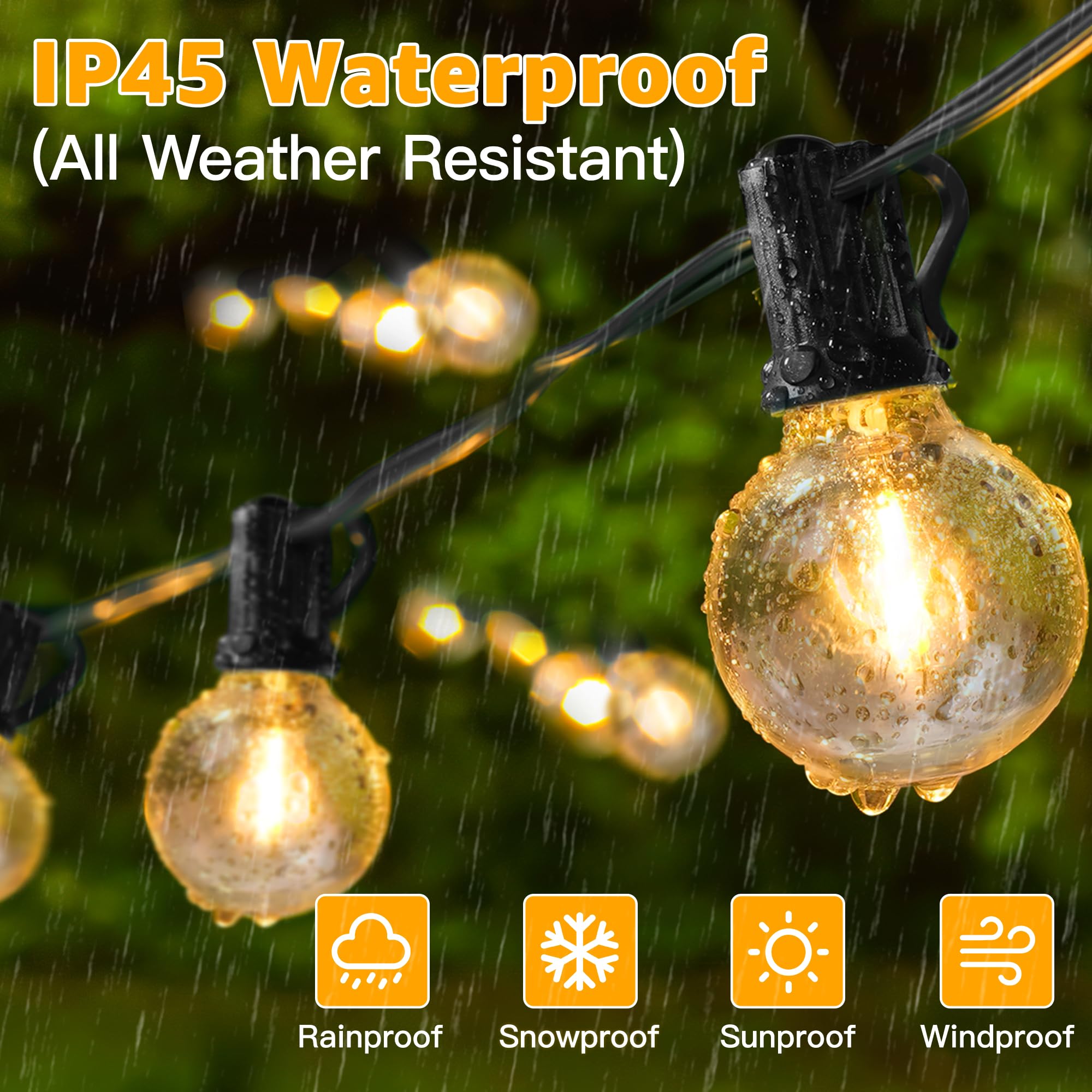 Ollny Festoon Lights Outdoor, 10m String Lights Mains Powered, 15+1 G40 Shatterproof Bulbs - Image 2