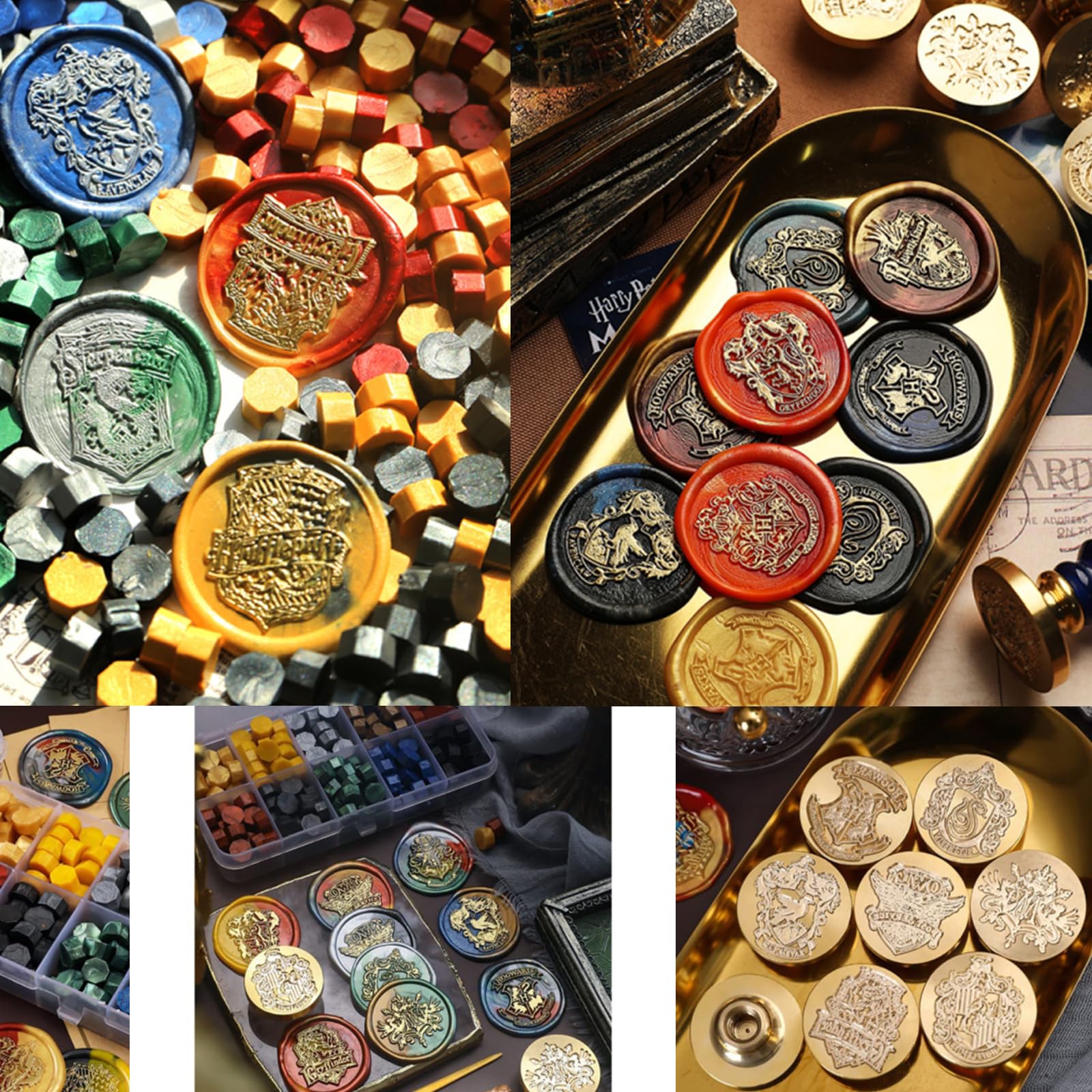 Owl Wax Seal Stamp Set, Atopbb 6 Pcs Hogwarts Sealing Waxs Stamps Copper Seals + 1 Pcs Wooden Handle - Image 2